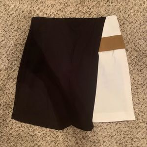 Asymmetrical White Black and Gold Skirt